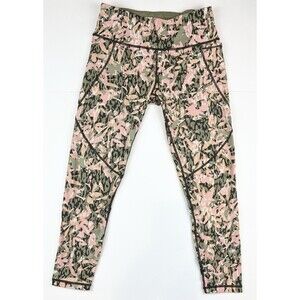 Sweaty Betty Power 7/8 Workout Leggings Sz S Green Floral Texture Print 24" Ins